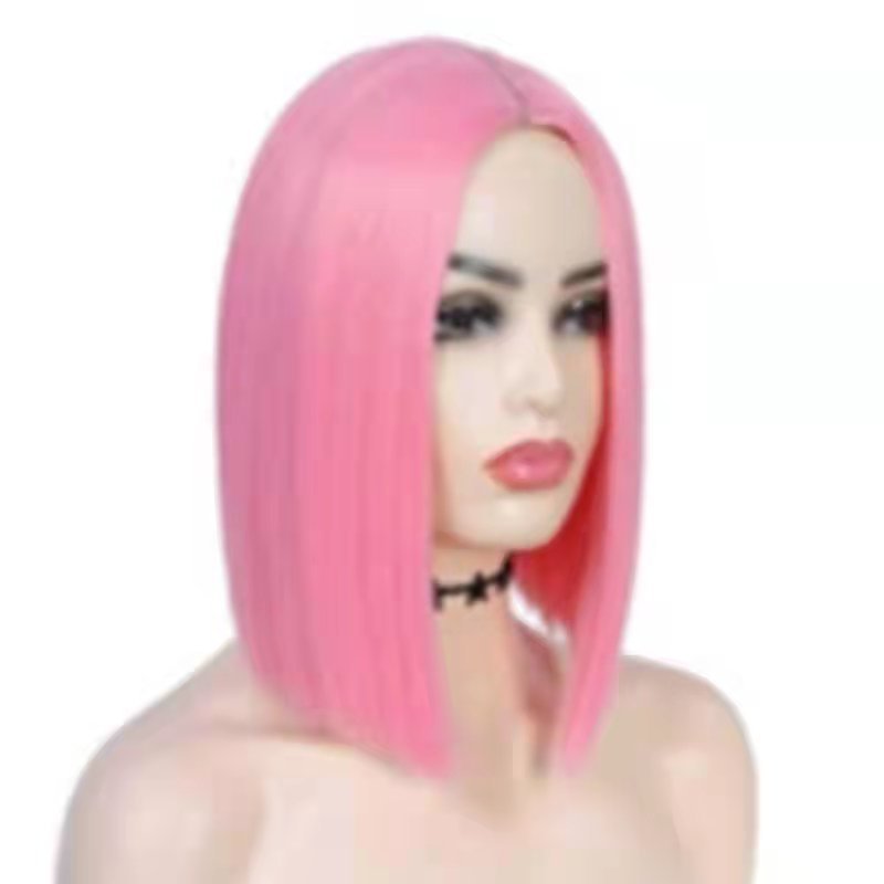 High-temperature Silk Synthetic Fiber Short Wig photo 3