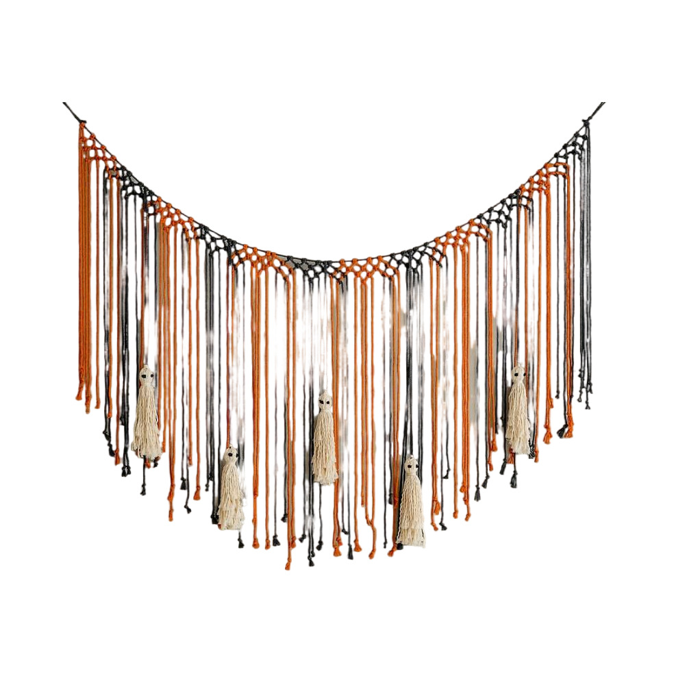 Halloween Handwoven Ghost Hanging Ornament Wall Tapestry photo 6