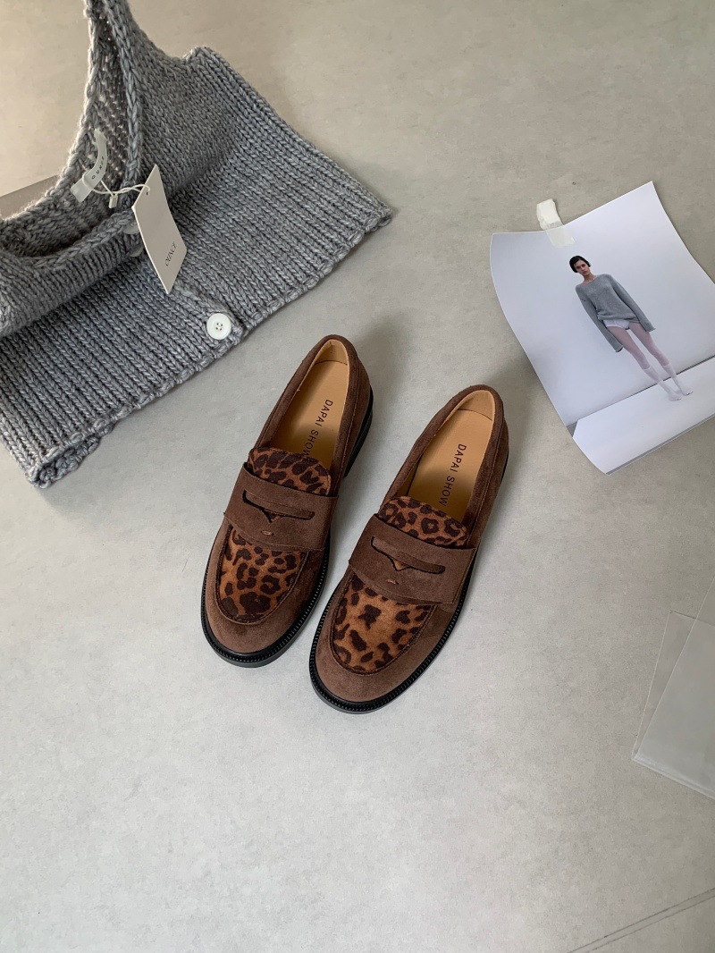 Retro European And American-style Color-block Suede Womens Shoes photo 4