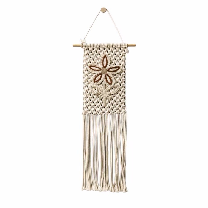 Bohemian-style Woven Floral Tapestry, Nordic Tassel Design photo 3