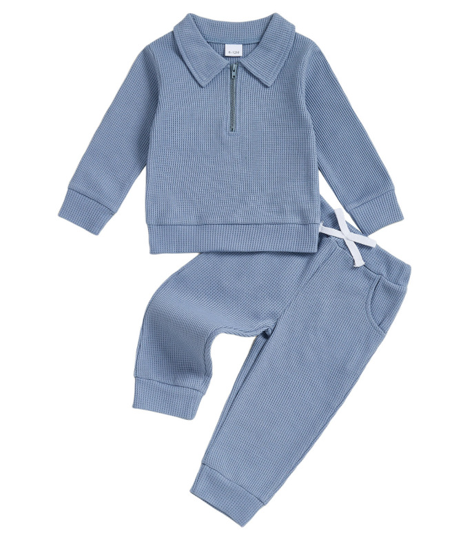 Childrens Cotton Polo-neck Long-sleeve Set photo 3