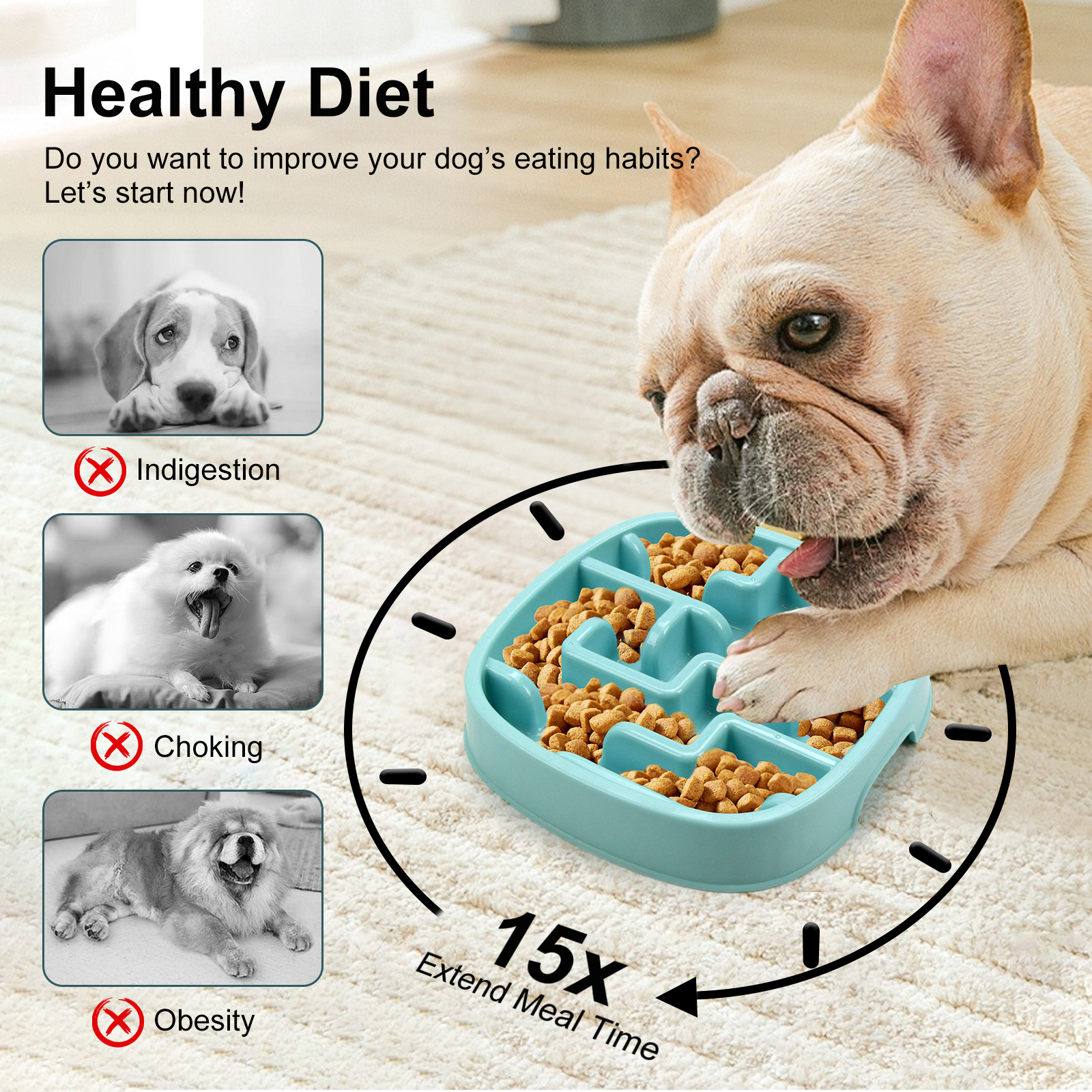 Tip-proof Slow-feeding Dog Bowl photo 1
