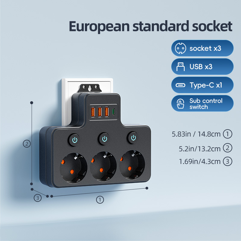 European Standard Multi-plug Household Power Row Plug photo 2