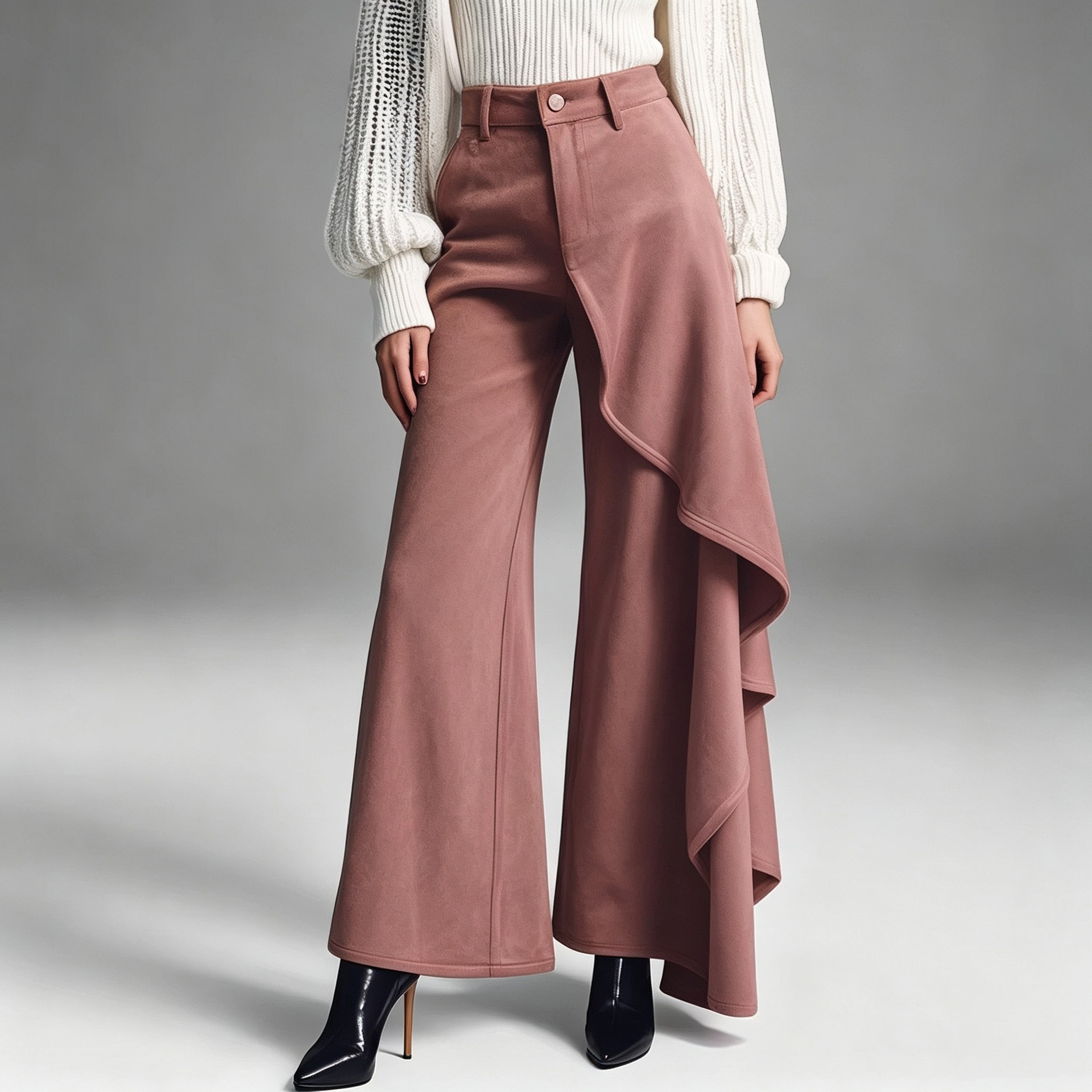 New Autumnwinter Womens Long Pants With A Structured Draped Design And Patchwork Details photo 7