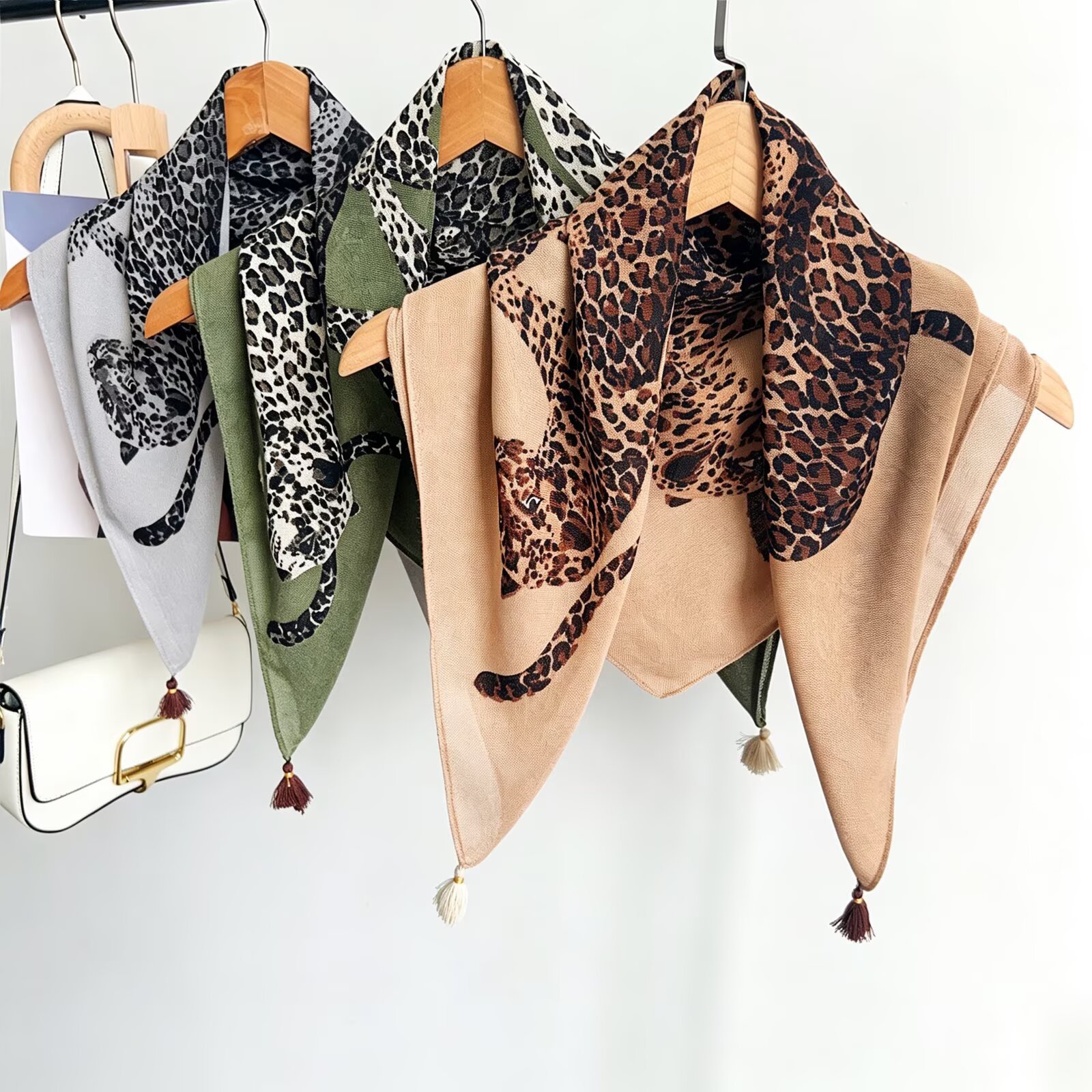 Jungle Cheetah Art Print Square With Tassels Silk Shawl For Stylish Outfits Blogger-Style Multi-Use Scarf photo 1