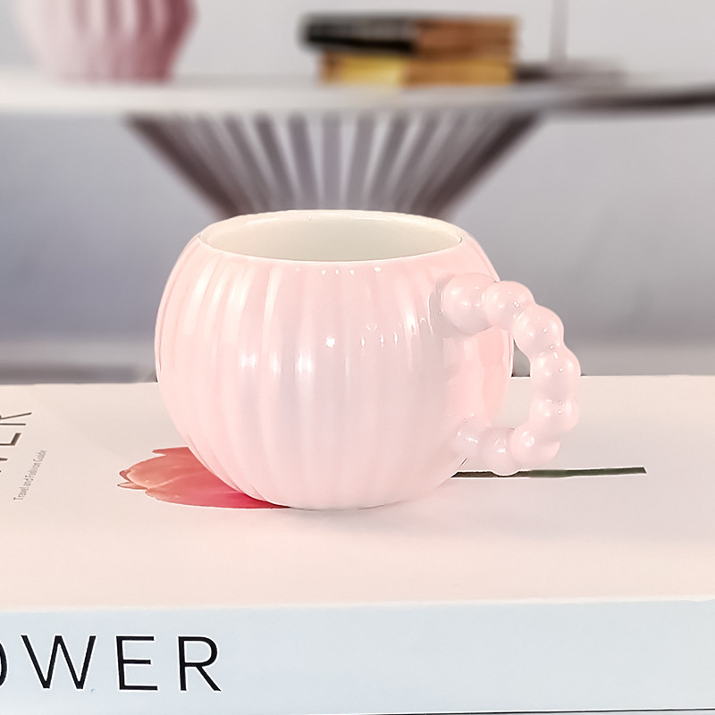 Vertical-striped Creative Solid-color Ceramic Mug photo 2