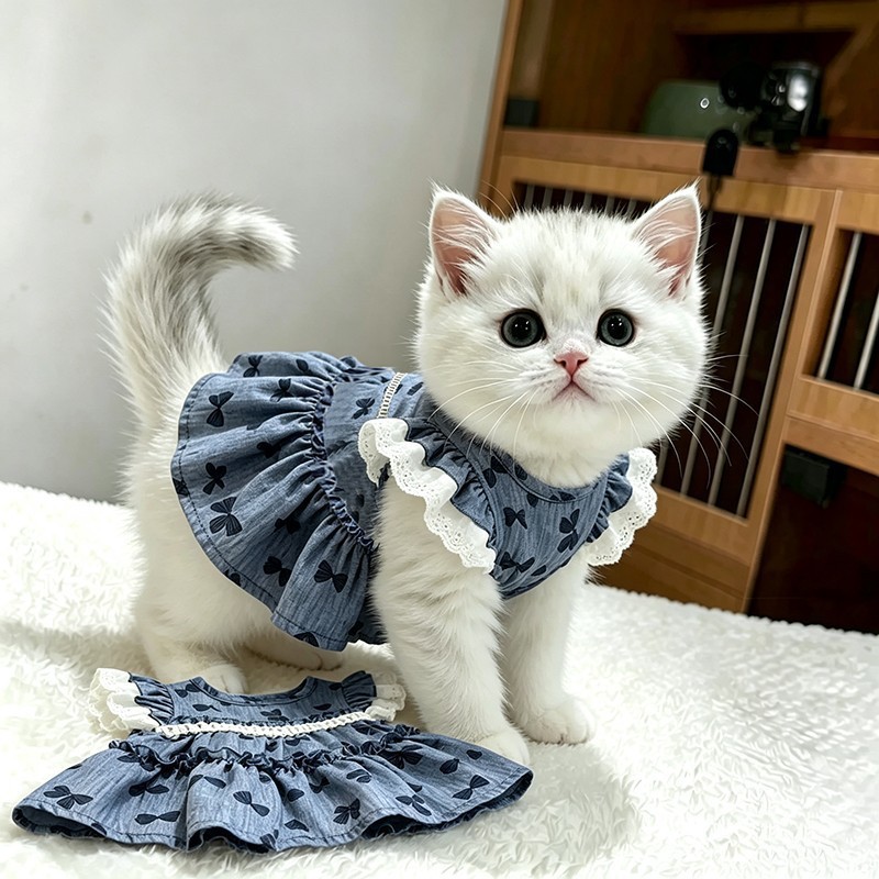 Cat Clothing Lace Trimmed Dress photo 1