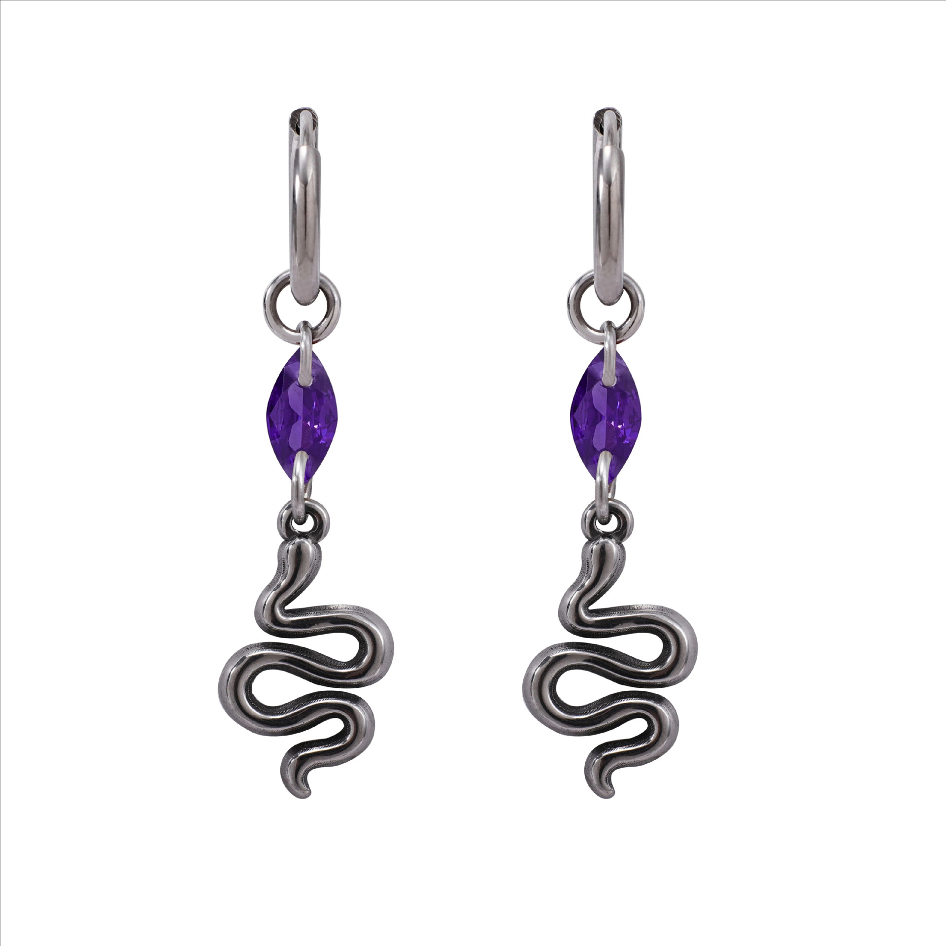 Serpentine Hip-hop Titanium Steel Earrings photo 6