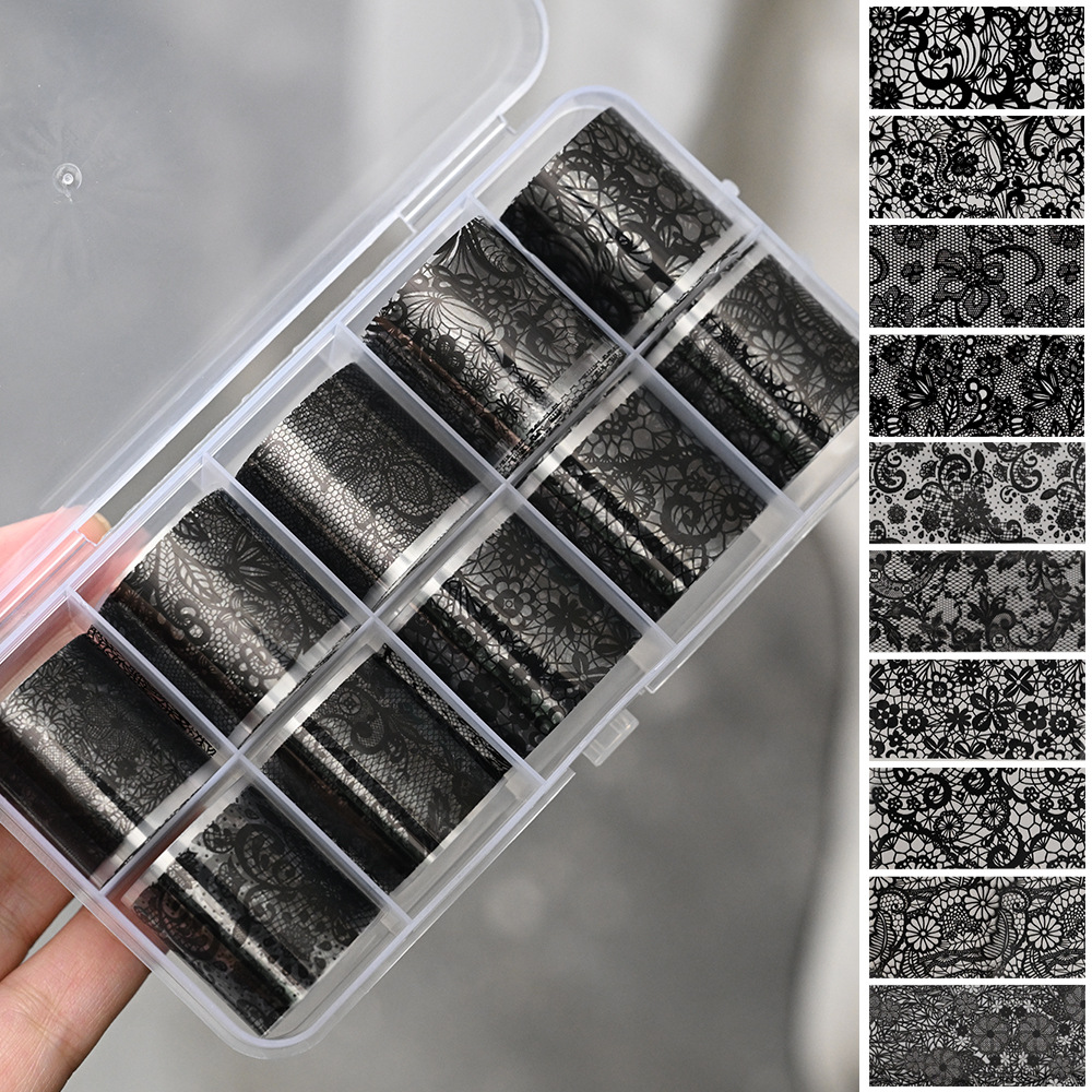 Black And White Lace-pattern Nail Art Transfer Foil photo 3