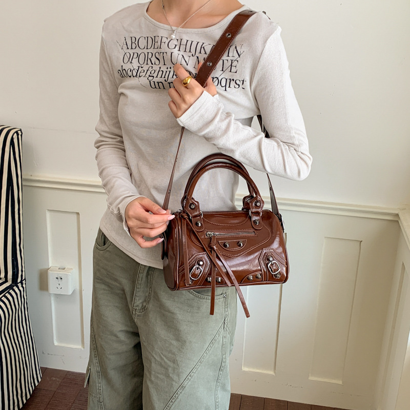 Handbag With Tassel And Stud Detailing Biker-style Shoulder Bag Crossbody Underarm Pillow Bag photo 1