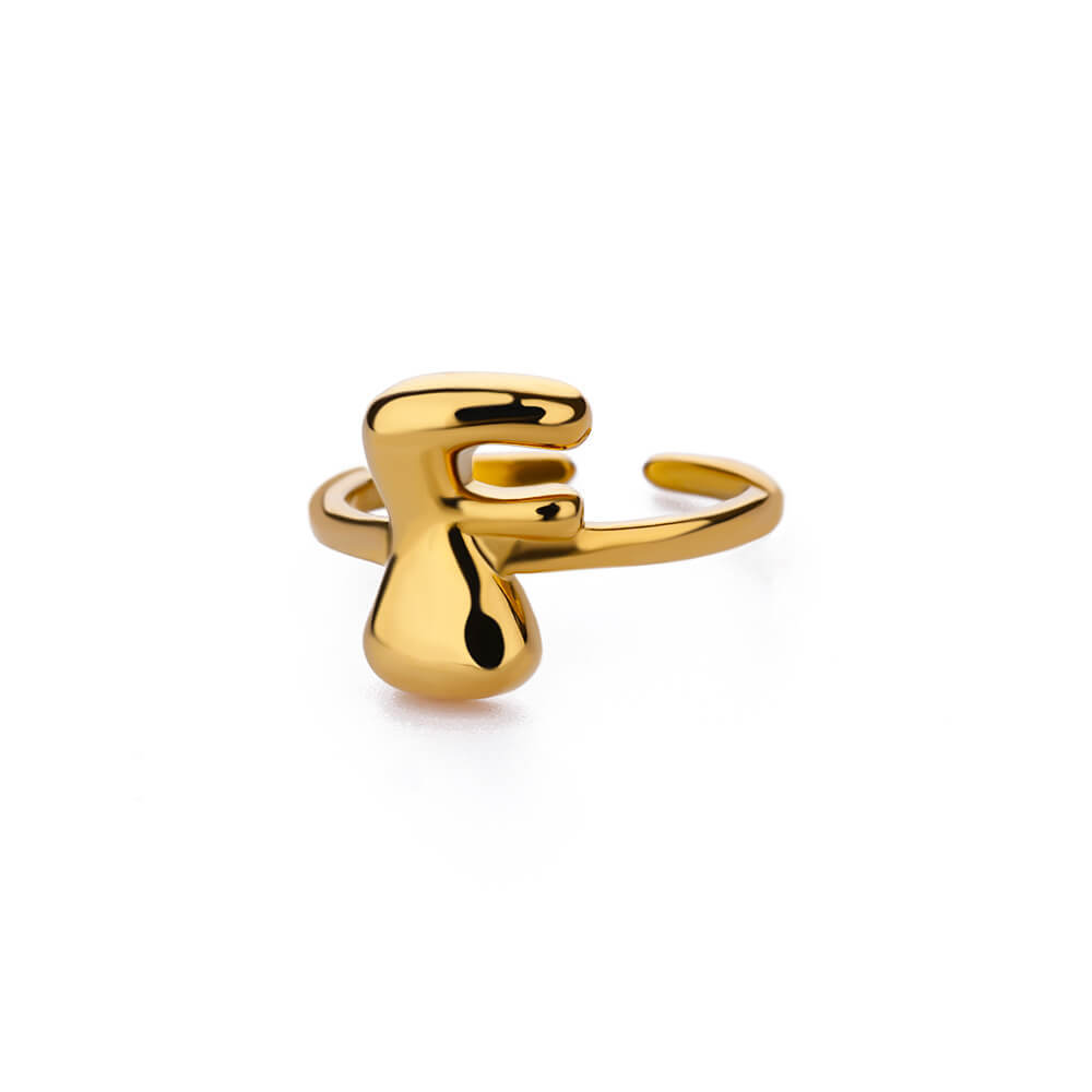 Cute Bubble Letters Ring Gold 18K Gold Plated Ring photo 7