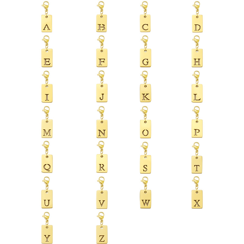 Titanium Steel Bracelet Necklace Square-Shape Accessories With 26 Letters Jewelry photo 6