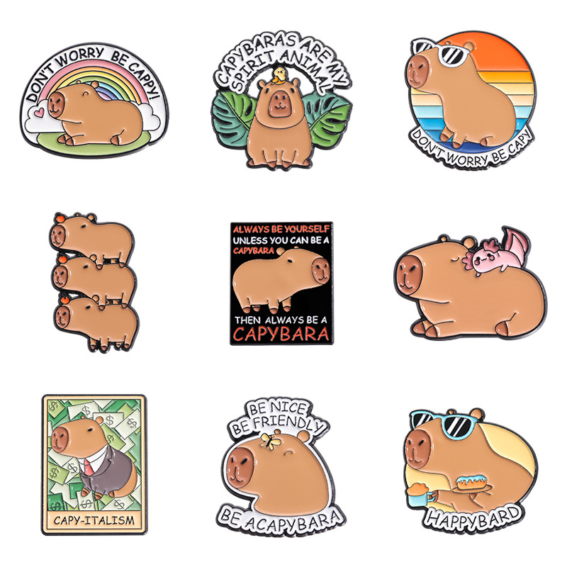 Animal Capybara Style Paint Badge Brooch photo 3