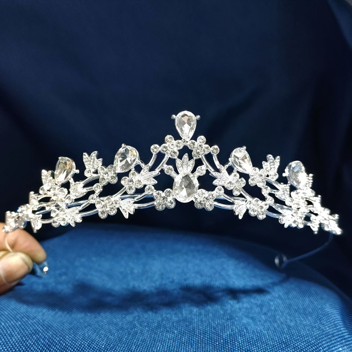 Rhinestone Bridal Crown Headband Flower Diamond High-End Headpiece photo 7