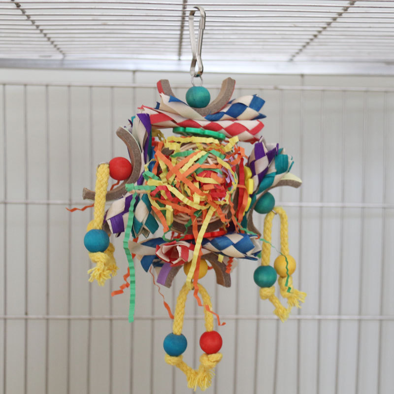 Colorful Vine Bal Paper Tube Bird Cage Decorative Pendant Parrot Toys photo 6