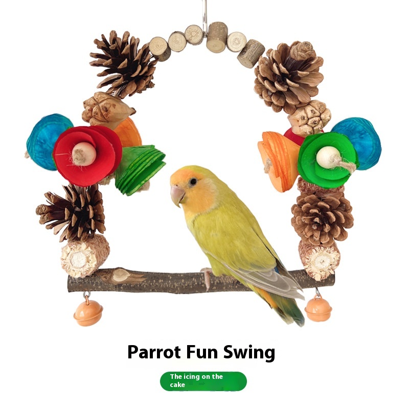 Parrot Swing Pine Nut Grinding Mouth Grinding Claw Log Bird Stand Rod Color Decoration photo 3