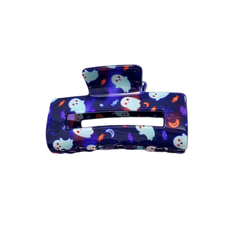 Halloween-themed Hair Clip Square Clip With Skull And Black Cat Print photo 2