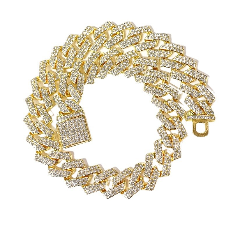 Flip-top, Fully Diamond-encrusted Two-tone Color-blocked Rhombus Necklace photo 7