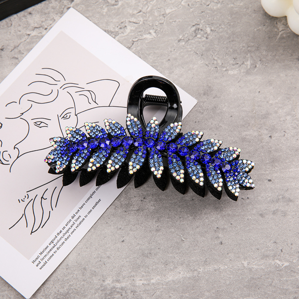 Full-rhinestone Fan-shaped Flower Shark Clip Hair Accessory photo 5