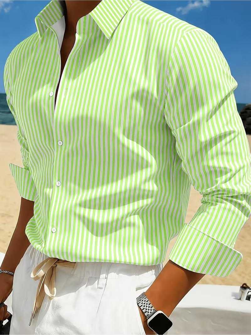 Men's Striped Long-sleeve Shirt For Summer photo 3