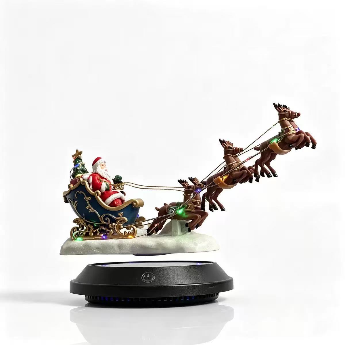 Magnetic Levitation Santa Claus Sleigh And Reindeer Ornament photo 3