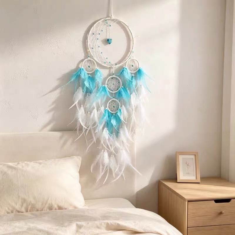 Loving-Heart Dreamcatcher Two-Tone Feather Hand-Woven Hanging Ornament photo 4
