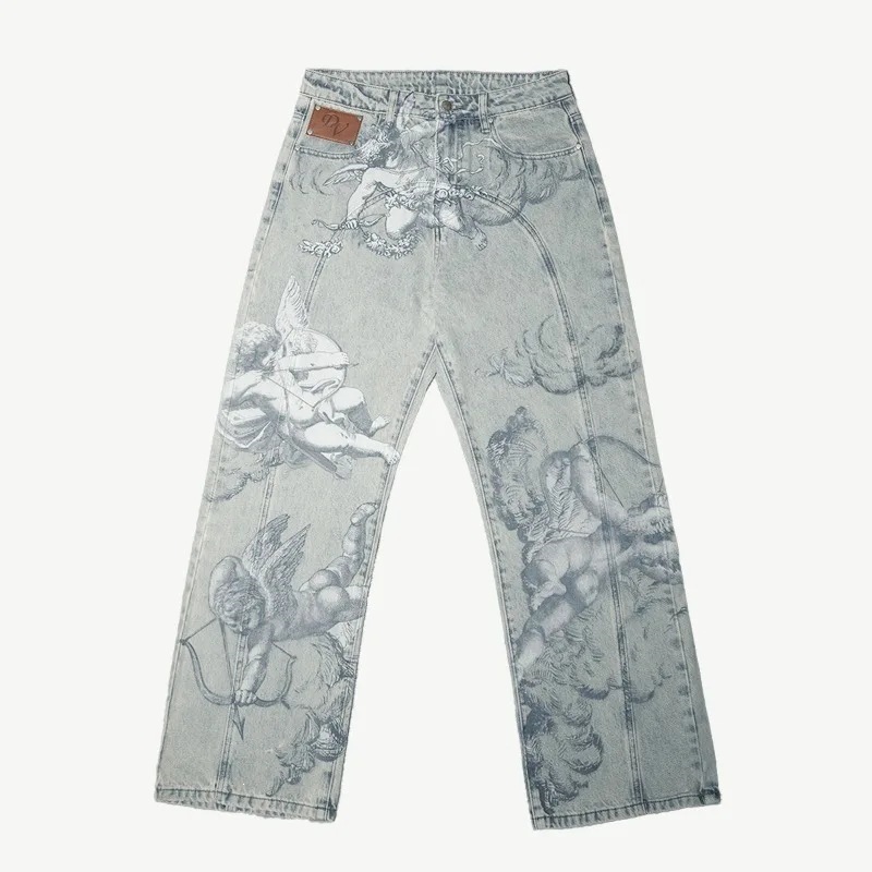 Street-style Y2K Relaxed-fit Vintage-print Jeans photo 3