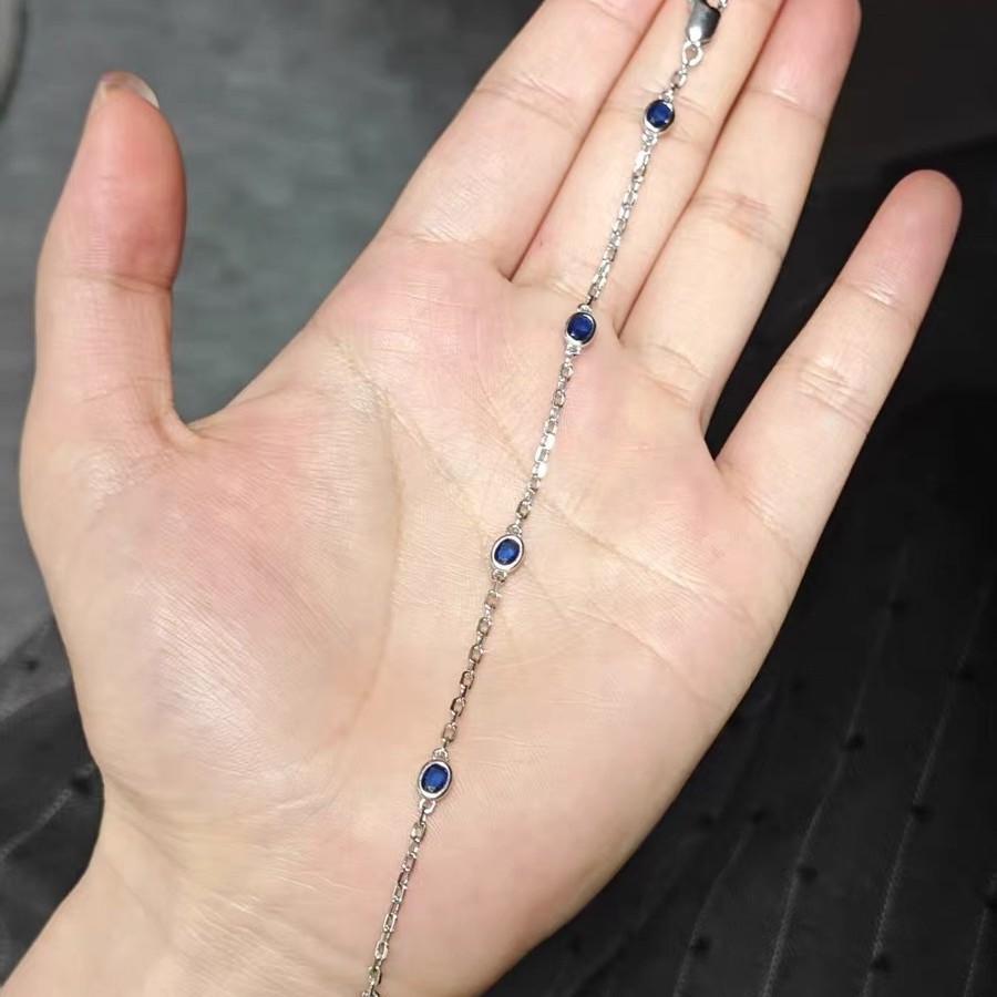 Blue Bubble-cut Diamond Bracelet Versatile For Layering photo 5
