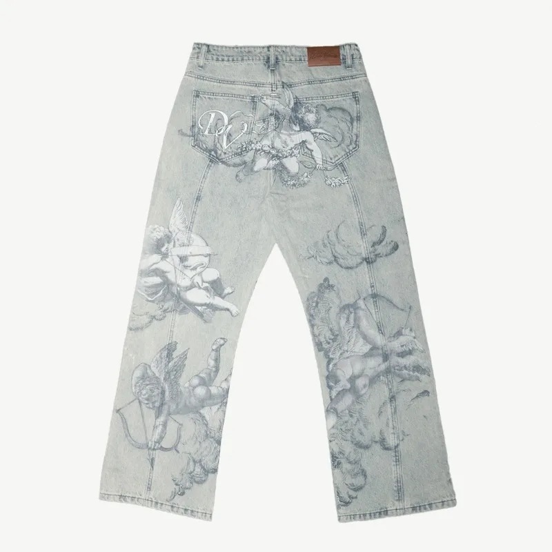 Street-style Y2K Relaxed-fit Vintage-print Jeans photo 5
