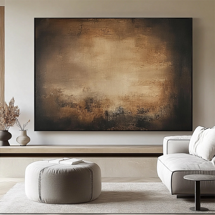Purely Hand-painted Oil Painting In Wabi-sabi Style With A Three-dimensional Textured Effect For The Sofa Backdrop photo 3