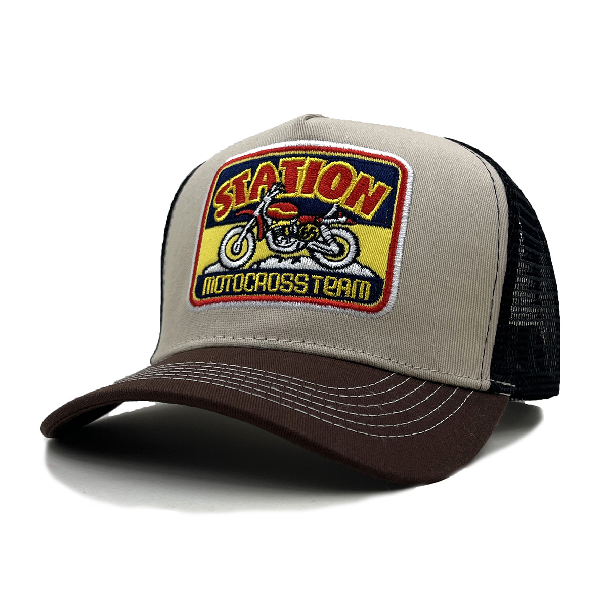 Motorcycle-Embroidered Color-Block Sun Hat photo 3