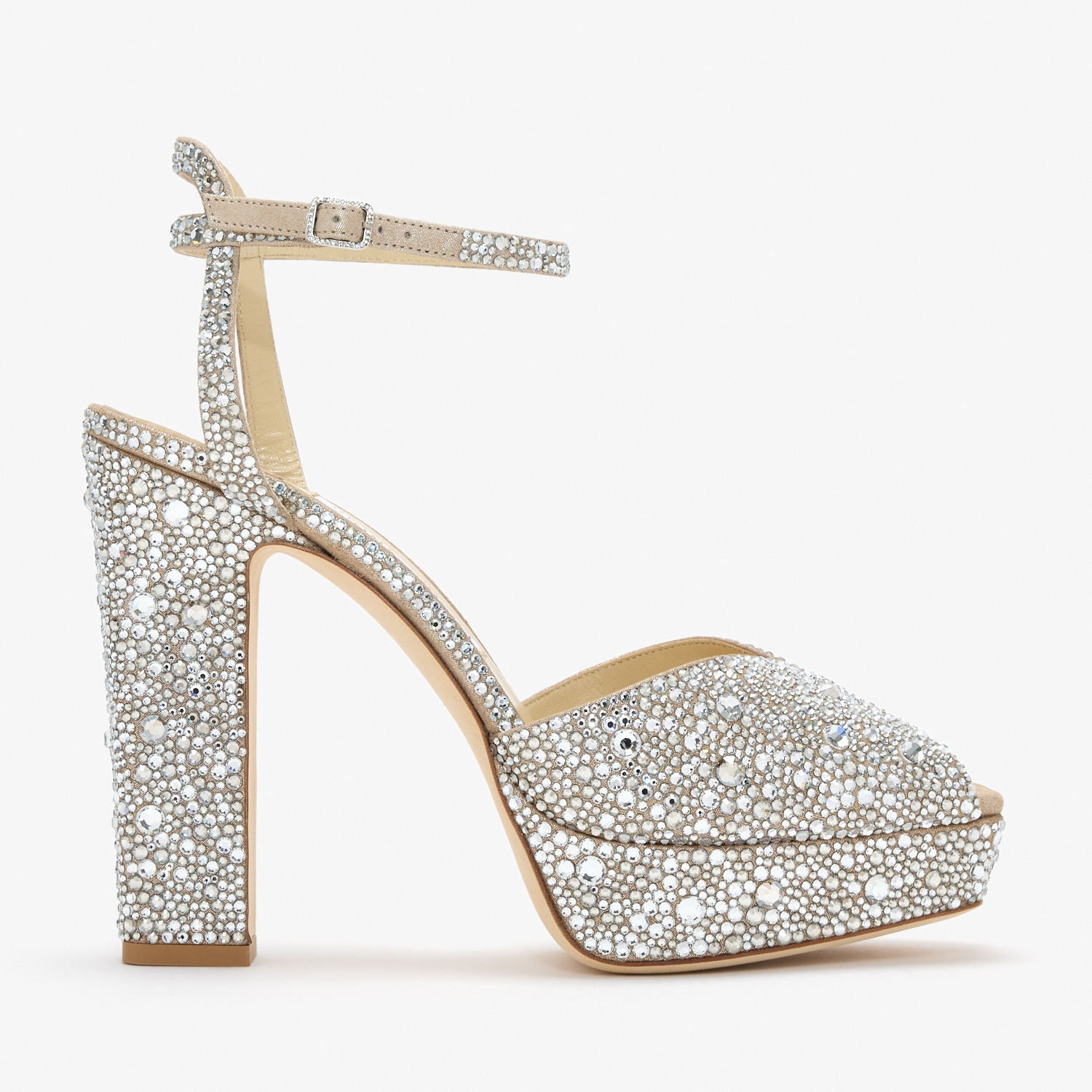 Rhinestone-decorated Fish-mouth High-heeled Sandals With A Thick Sole Featuring A Chunky Heel Design For Women photo 3