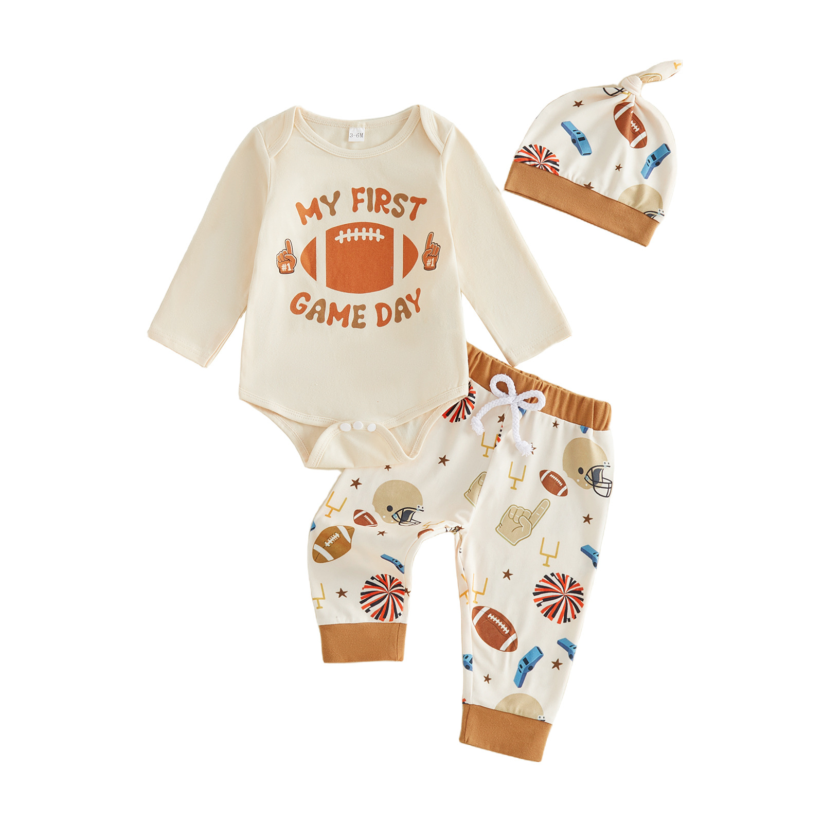Infant And Toddler Cotton Long-sleeve T-shirt With A Rugby Print photo 2