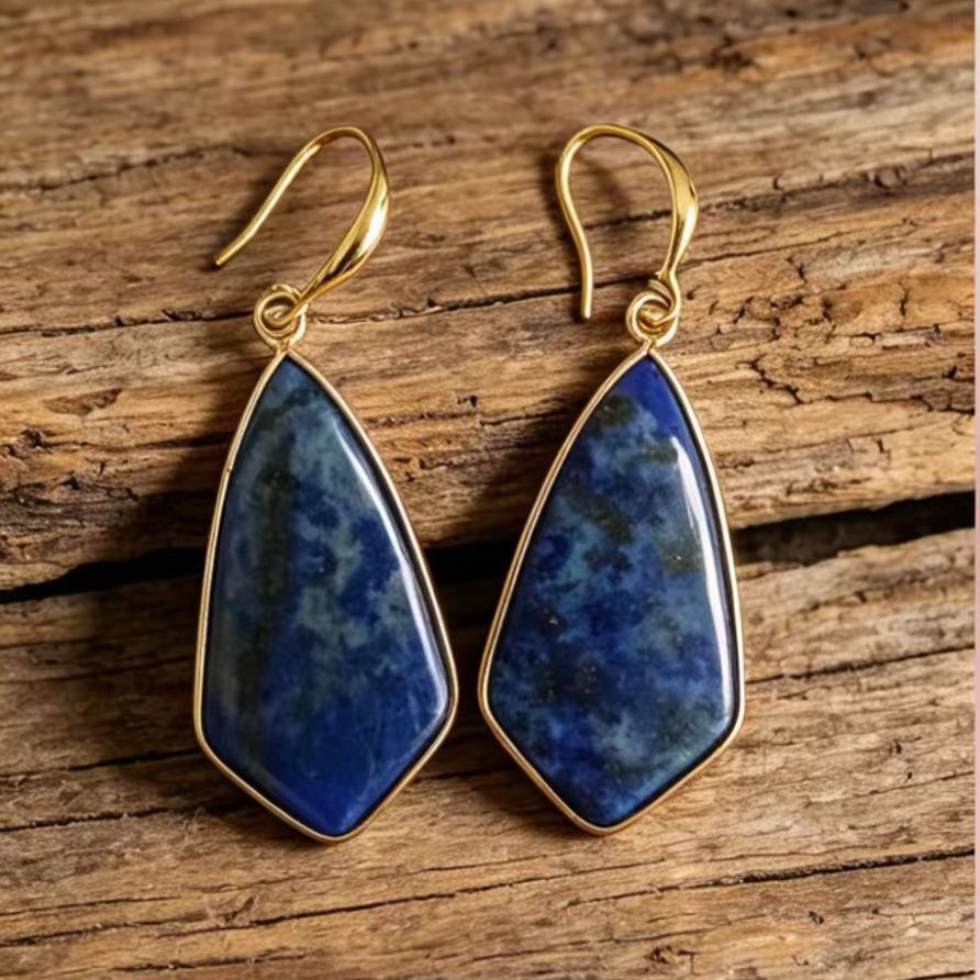 Natural Stone Drop With Edging Irregular-shaped Stone Earrings photo 1