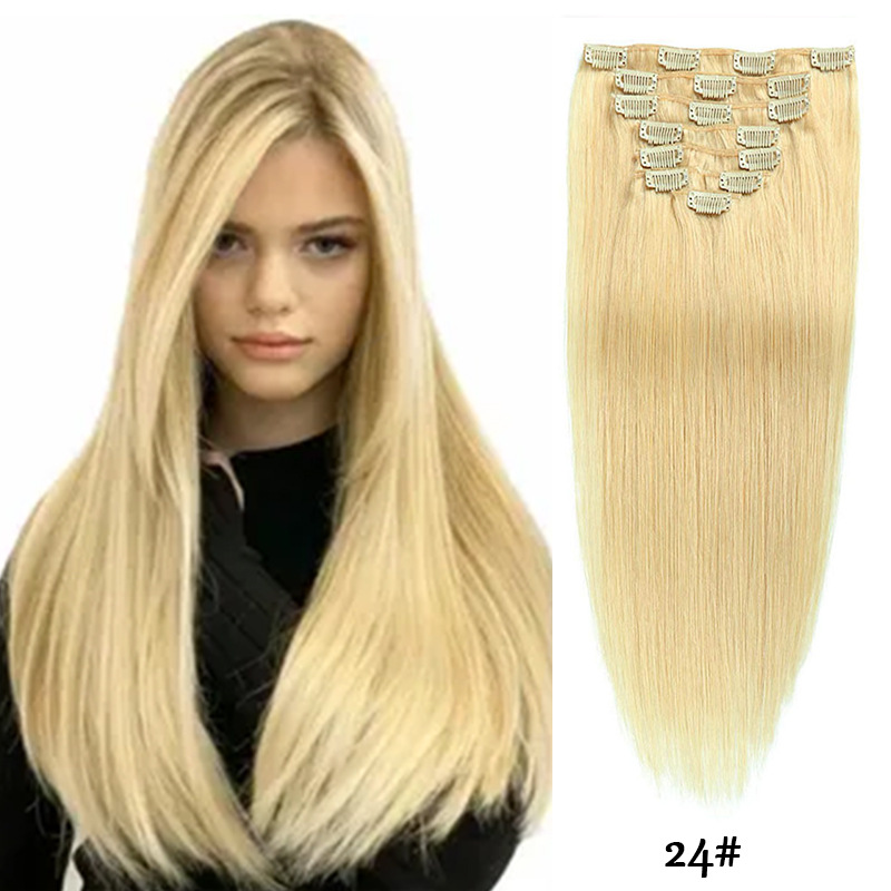 Clip-in Hair Real Human Hair Seven-piece Set 14 Inches 70g Hair Extensions Wig photo 3