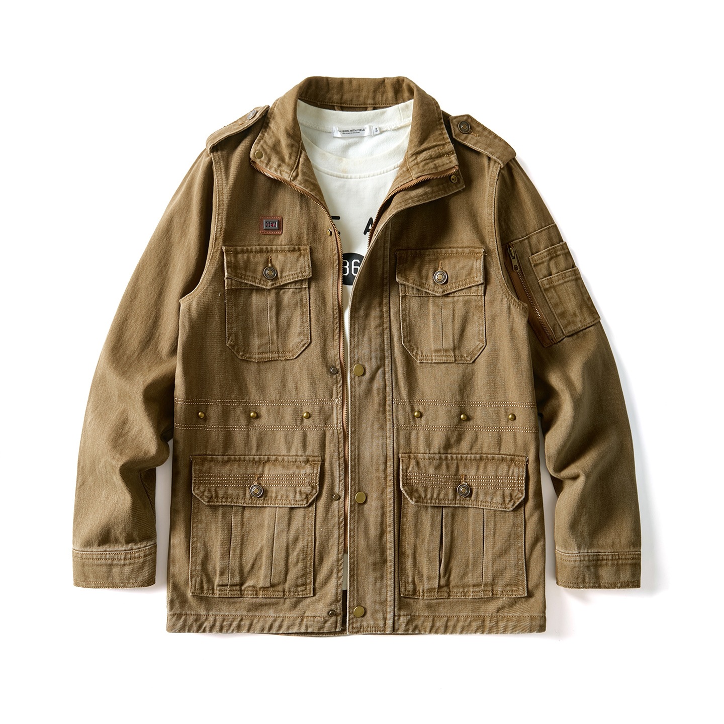 Workwear-style Loose-fitting Multi-pocket Men's Casual Cotton Jacket photo 2