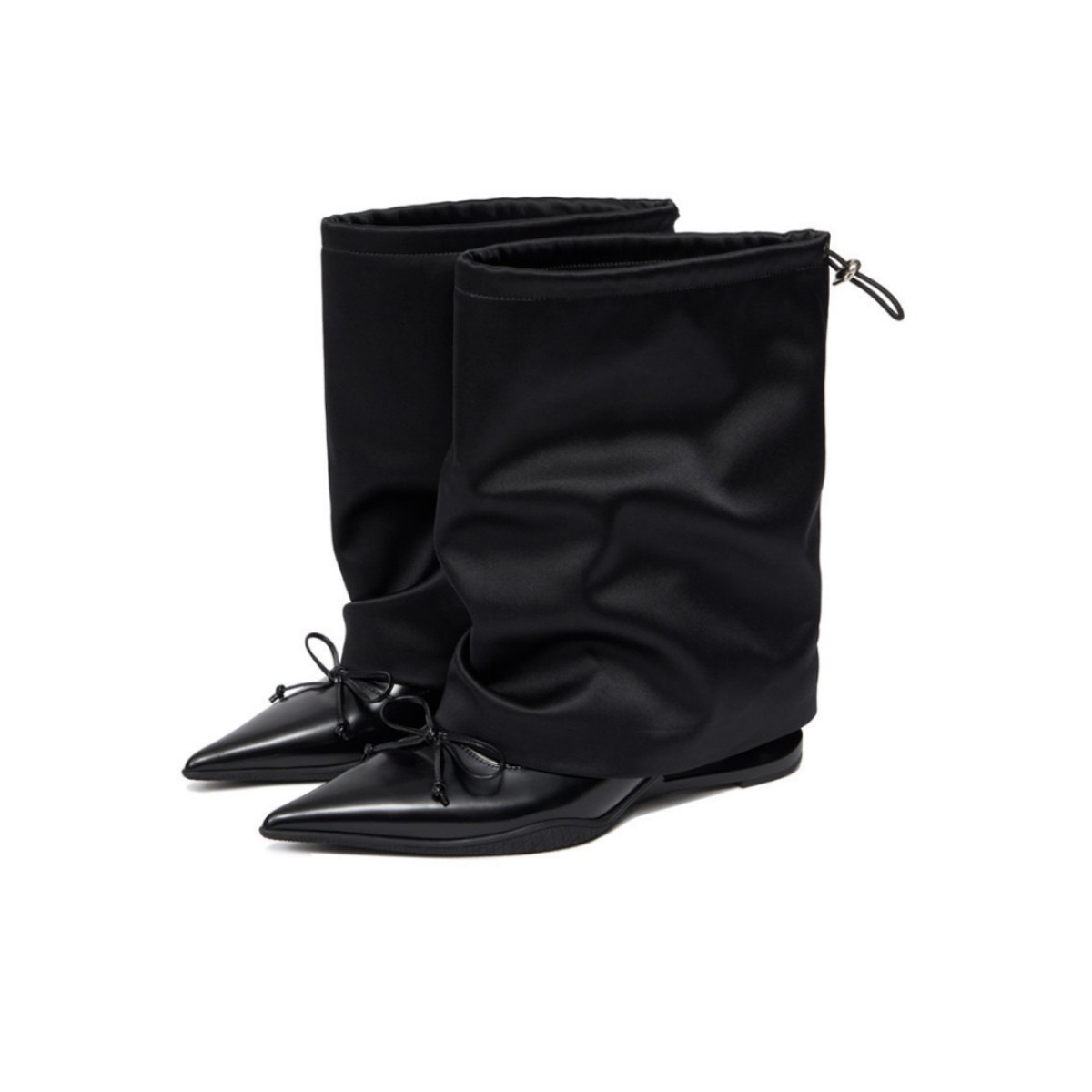 Black Wedge-heeled High-heel Ankle Boots With Straps Slim-fit Boots In British Style For Women Lace-up photo 2