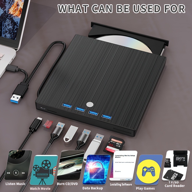 External DVD Burner TYPE-C Multi-function CD Disc Drive Extended Optical Drive photo 2