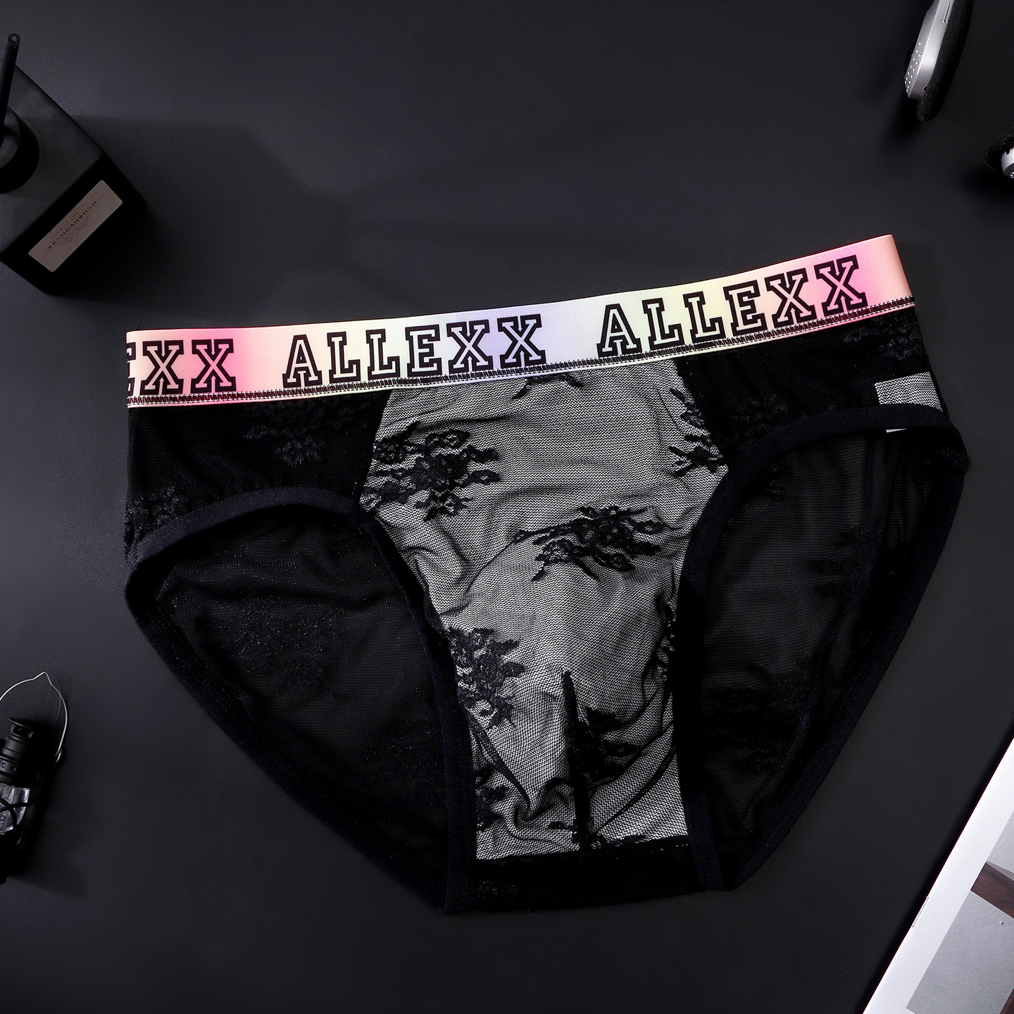 Color-Block Vibrant-Alphabet Mens Ultra-Thin Underwear photo 5