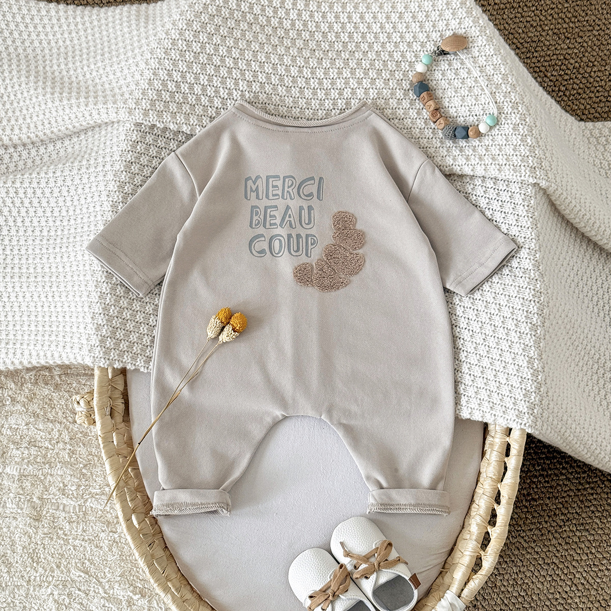 Cute Cotton Knitted Onesie For Infants And Toddlers photo 2