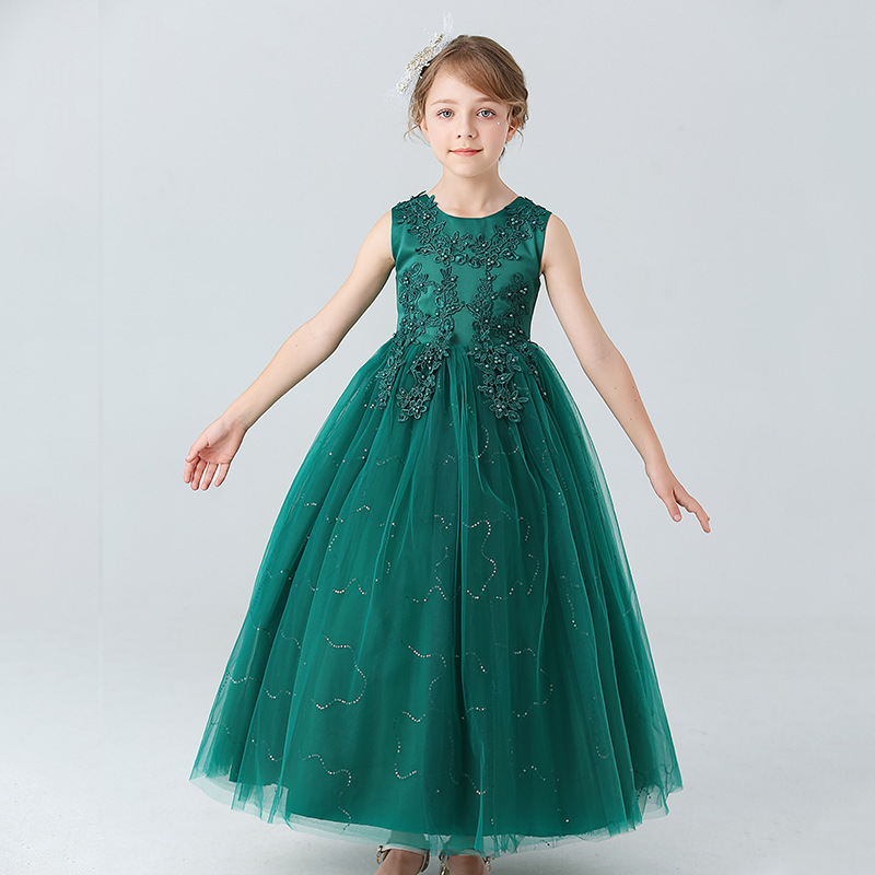 Children's Long Wedding Dress Fluffy Tulle Princess Gown photo 2