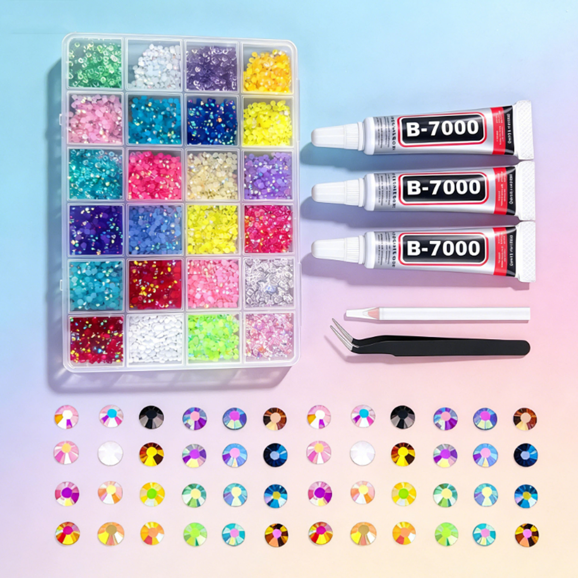 Pointed Resin Rhinestones Nail Art Decoration Set photo 1