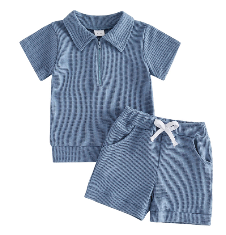Boys And Girls Two-piece Set With A Lapel Collar And Shorts photo 3