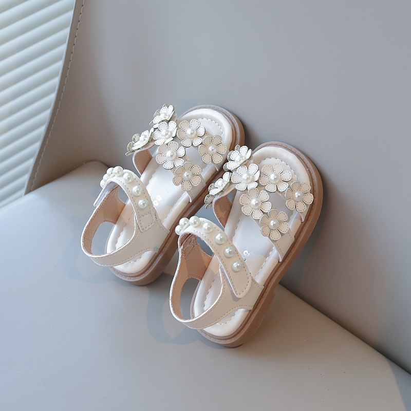 Summer New Style Flower Pearl Soft Soled Girls Sandals photo 2