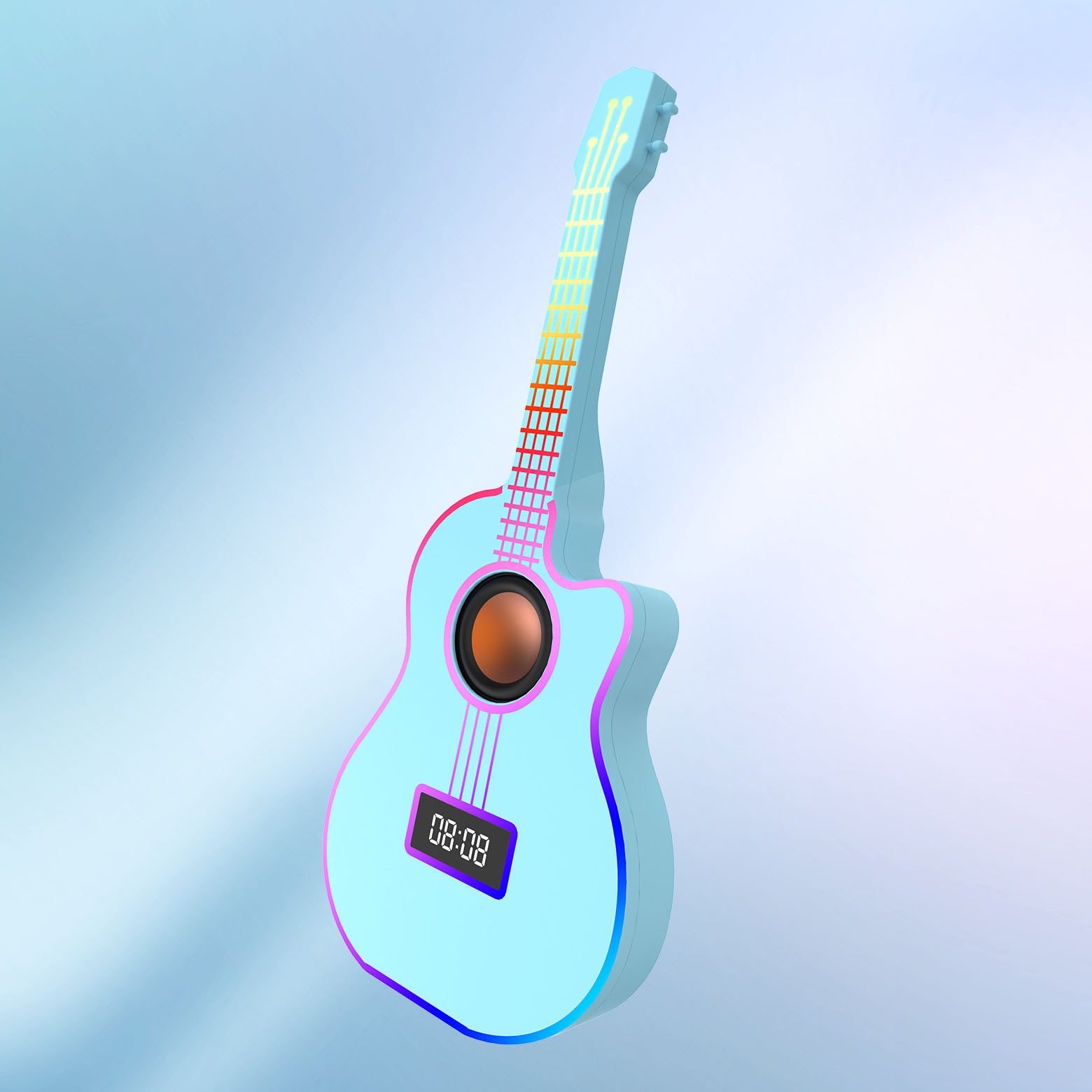Bluetooth Guitar Speaker With An Alarm Clock And Vibrant Ambient Lighting photo 3
