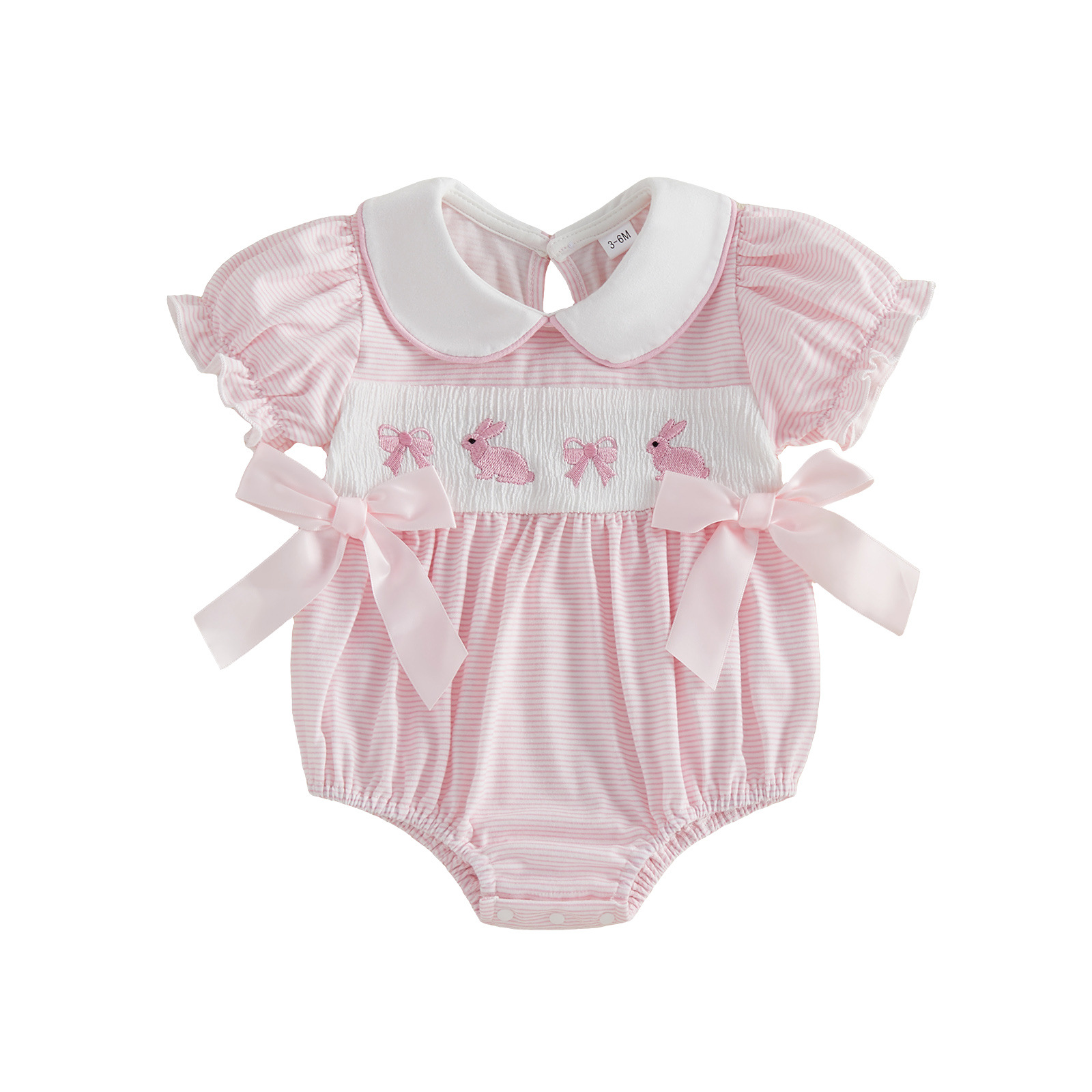 Baby Girl Long-sleeve Romper With A Ruffled Collar photo 2