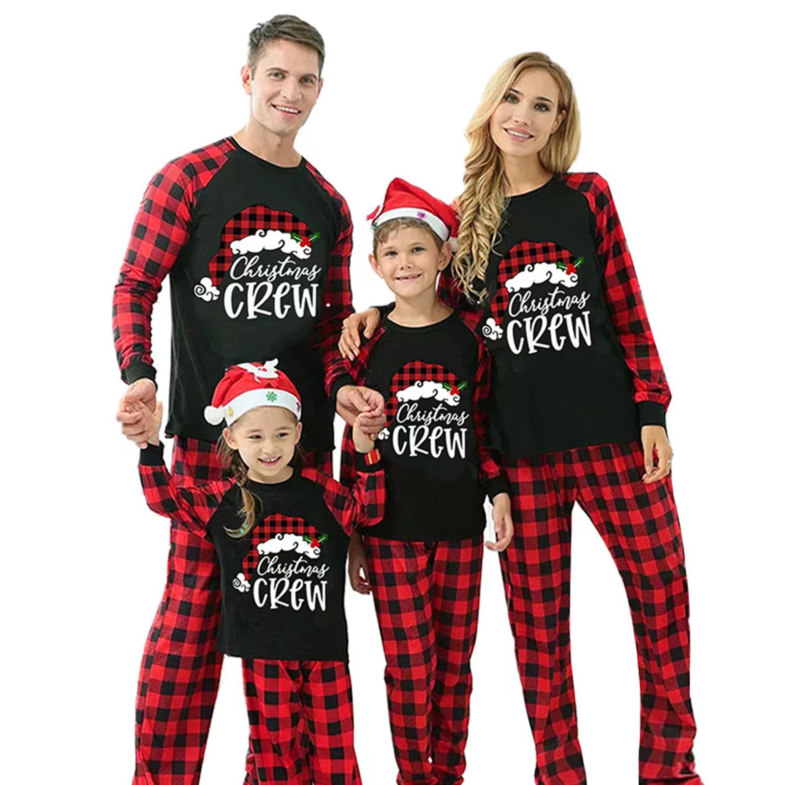 Checkered Cotton Parent-child Christmas Home Pajama Set photo 2