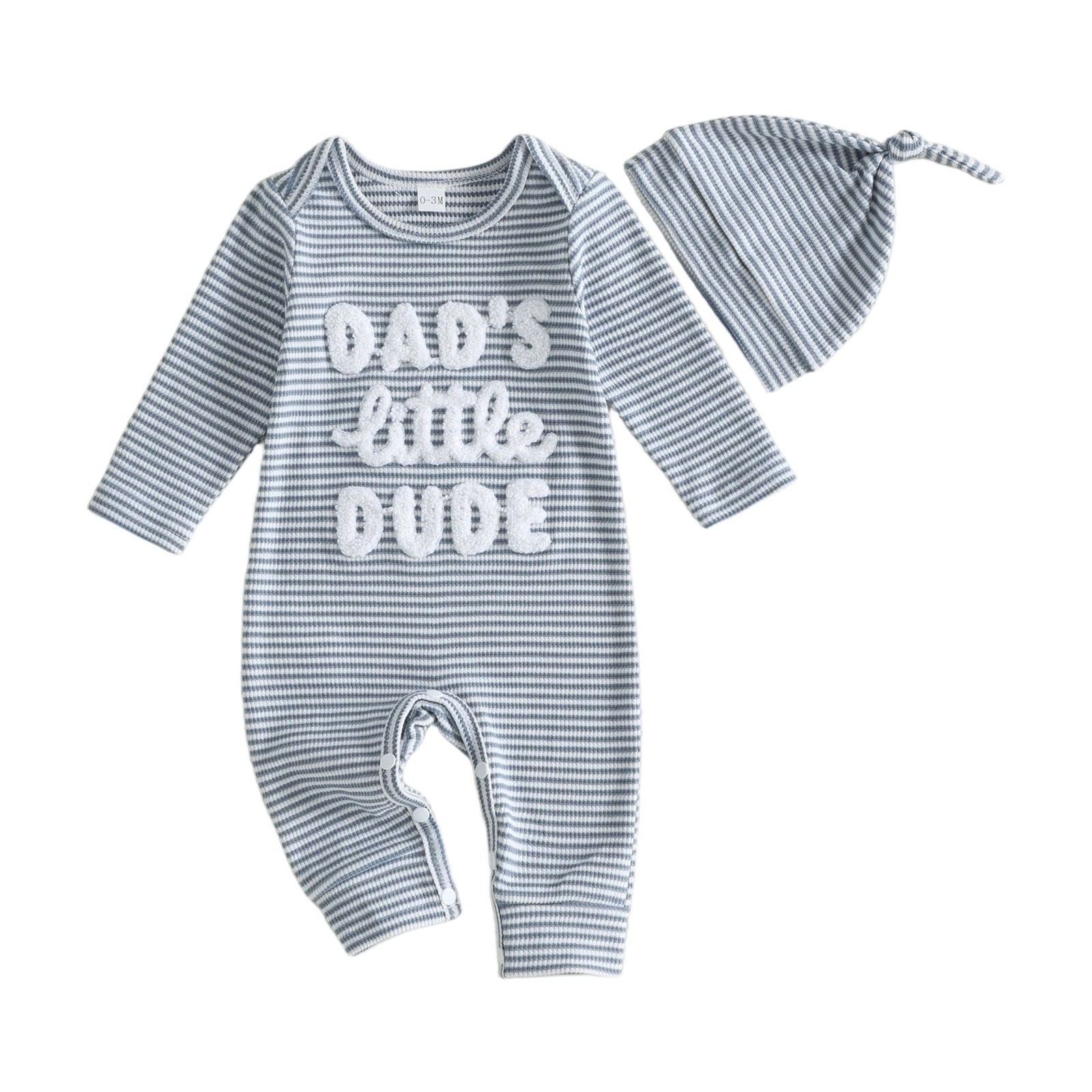 Baby Boygirl Towel-embroidered Striped Long-sleeve Onesie With Hood photo 5