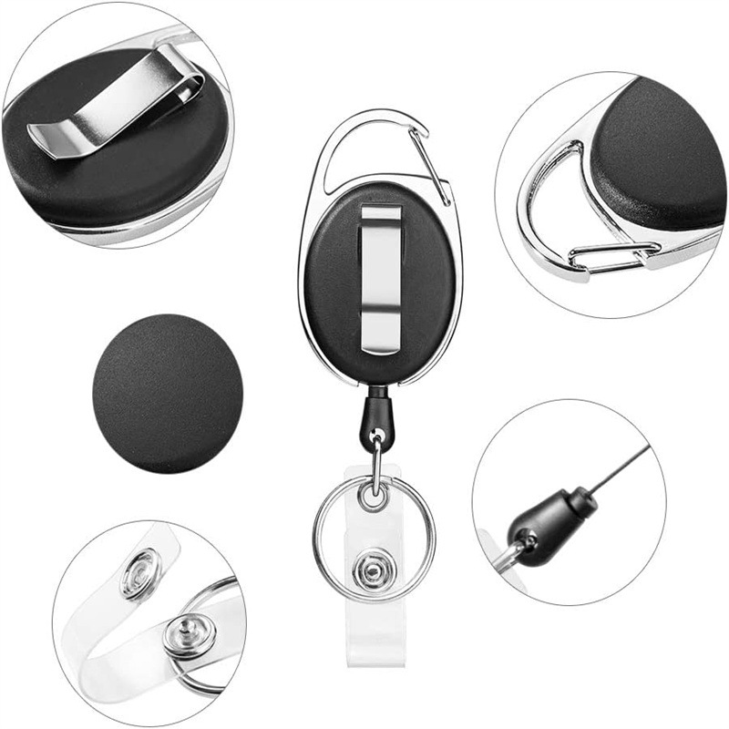 Plastic Vertical Card Holder Black Retractable Badge Clip Reel photo 2
