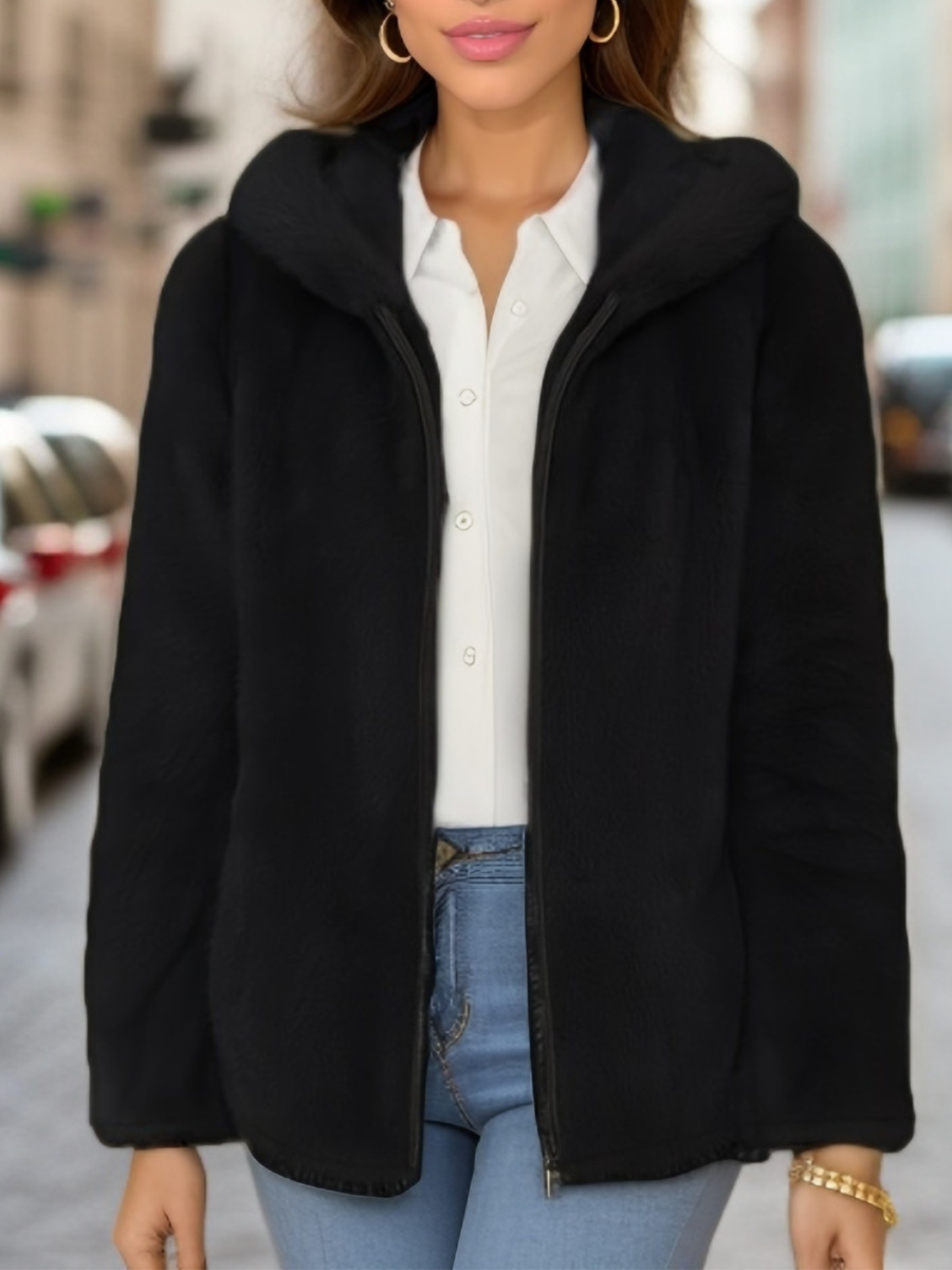 Fleece-lined Double-sided Coral Fleece Hooded Warm Jacket photo 4